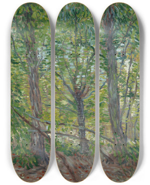 Triptych art skateboard deck of Vincent Van Gogh Trees by Vincent van Gogh (1853-1890)