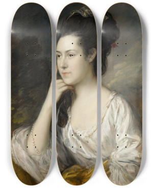 Triptych art skateboard deck of Thomas Gainsborough Sarah Rowlls Chad by Thomas Gainsborough (1727-1788)