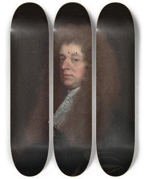 Triptych art skateboard deck of John Greenhill Thomas Weedon by John Greenhill (1649-1676)