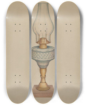 Triptych art skateboard deck of Rex F Bush Lamp by Rex F Bush (20-)