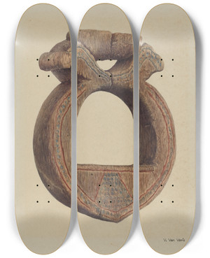 Triptych art skateboard deck of Vera Van Voris Wooden Stirrup by Vera Van Voris