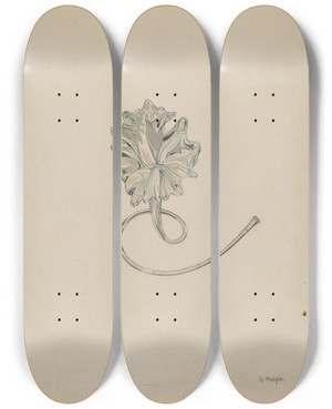Triptych art skateboard deck of Grace Halpin Flower Lily by Grace Halpin