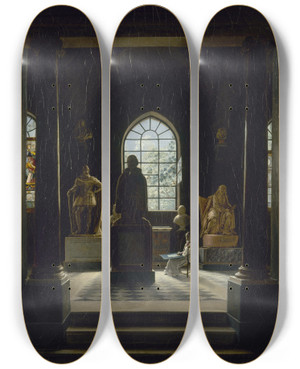 Triptych art skateboard deck of Lonmathieu Cochereau La Salle Du Xviie Sicle Au Muse Des Monuments Franais_1 by Leon Mathieu Cochereau (1793-1817)