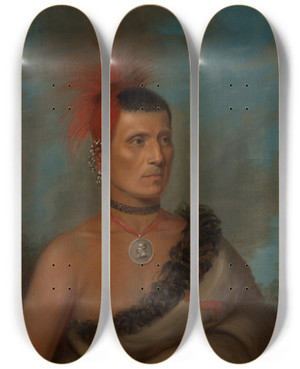 Triptych art skateboard deck of Henry Inman Peskelechaco by Henry Inman (1801-1846)