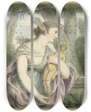 Triptych art skateboard deck of Louis Fabritius Dubourg De Vinding by Louis Fabritius Dubourg (1693-1775)