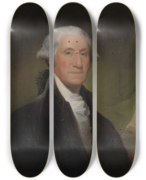 Triptych art skateboard deck of Gilbert Stuart George Washington_1 by Gilbert Stuart (1755-1828)