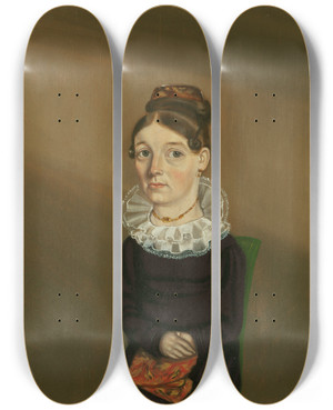 Triptych art skateboard deck of William Bonnell Mrs William Bonham Ann Warford by William Bonnell (1804-1865)