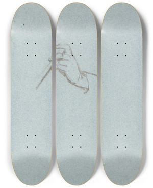 Triptych art skateboard deck of Nicaise De Keyser Hand by Nicaise De Keyser (1813-1887)