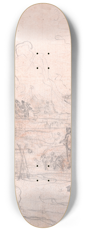 Hubert-Franois Gravelot - Design for a Frontispiece; Allegorical Landscape 8.25 inch art skate deck