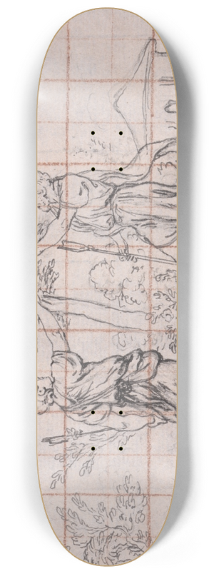 Hubert-Franois Gravelot - Design for a Frontispiece; Shepherds with Flock 8.25 inch art skate deck