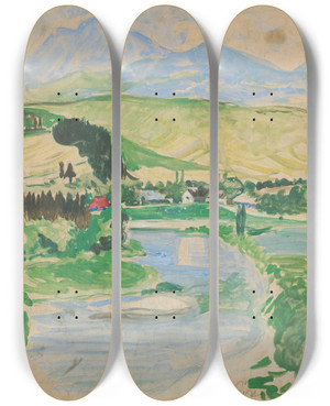 Triptych art skateboard deck of Arnold Peter Weiszkubnan Landscape_1 by Arnold Peter Weisz-Kubnan (1898-1944)
