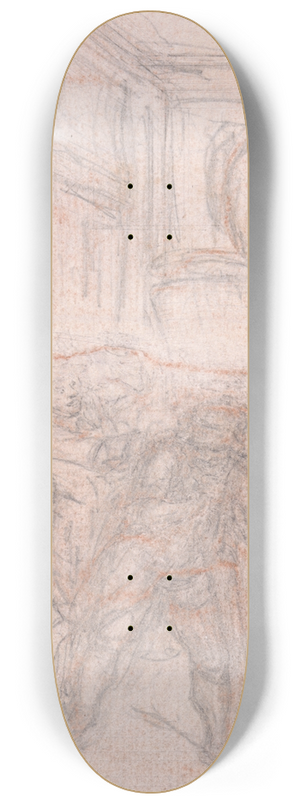 Hubert-Franois Gravelot - Design for an Engraving; Figures in an Interior 8.25 inch art skate deck