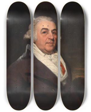 Triptych art skateboard deck of John Hoppner Richard Bache by John Hoppner (1758-1810)
