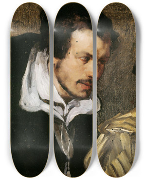 Triptych art skateboard deck of Eilif Peterssen Didrik Slagheck by Eilif Peterssen (1852-1928)