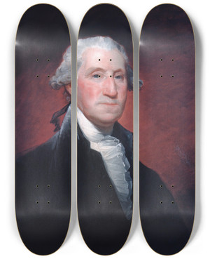 Triptych art skateboard deck of Gilbert Stuart George Washington_2 by Gilbert Stuart (1755-1828)