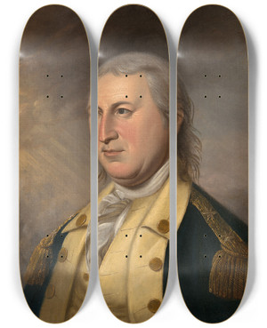 Triptych art skateboard deck of James Peale Horatio Gates_1 by James Peale (1749-1831)