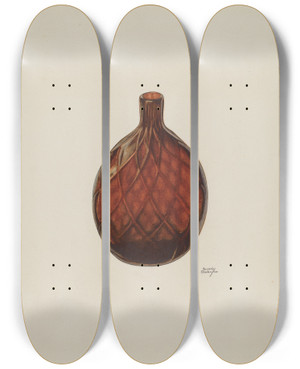 Triptych art skateboard deck of Beverly Chichester Flask by Beverly Chichester (20-)