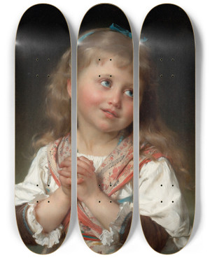 Triptych art skateboard deck of Mile Munier May I by mile Munier (1840-1895)