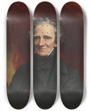 Triptych art skateboard deck of Thomas Sully Selfportrait_2 by Thomas Sully (1783-1872)