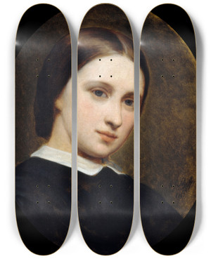Triptych art skateboard deck of Ary Scheffer Portrait De Cornlie Renanscheffer by Ary Scheffer (1795-1858)