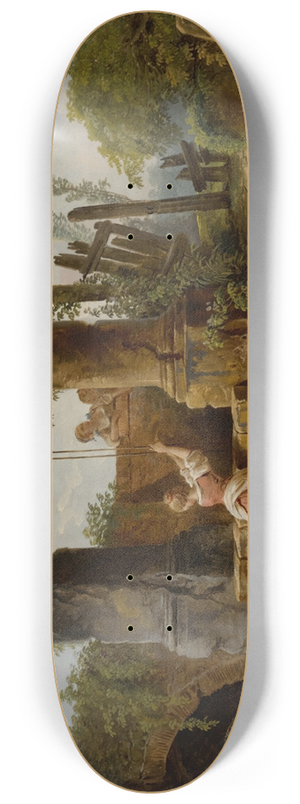 Hubert Robert - A peasant woman at a well 8.25 inch art skate deck
