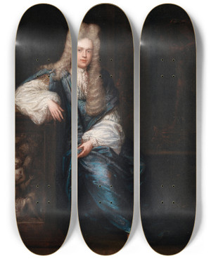 Triptych art skateboard deck of Catherine De Ryck Samuel Lovell by Catherine de Ryck