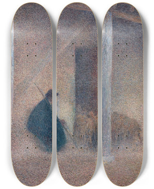 Triptych art skateboard deck of Henri Martin Berger Rentrant Ses Mouton by Henri Martin (1860-1943)