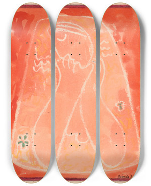Triptych art skateboard deck of Mikul Galanda Thoughtful_2 by Mikulas Galanda (1895-1938)