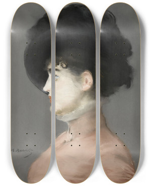 Triptych art skateboard deck of Douard Manet Irma Brunner by douard Manet (1832-1883)