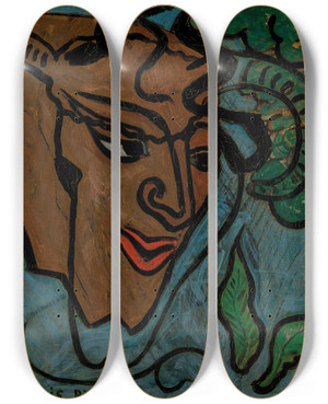 Triptych art skateboard deck of Francis Picabia Tte De Faune by Francis Picabia (1879-1953)