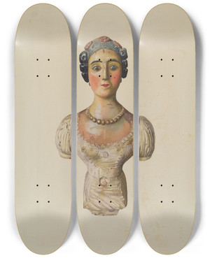 Triptych art skateboard deck of George Constantine Figurehead_1 by George Constantine
