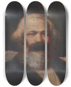 Triptych art skateboard deck of John Collier Karl Marx by John Collier (1850-1934)