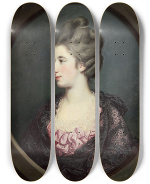 Triptych art skateboard deck of Francis Cotes Mrs Thomas Horne by Francis Cotes (1726-1770)