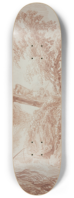 Hubert Robert - Herdsmen Crossing a Waterfall 8.25 inch art skate deck