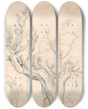 Triptych art skateboard deck of James Ward A Gnarled Tree by James Ward (1769-1859)