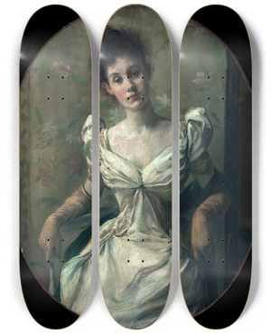 Triptych art skateboard deck of Jacquesmile Blanche Portrait De Madame Abel Hermant by Jacques-mile Blanche (1861-1942)