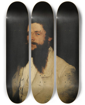 Triptych art skateboard deck of Thodule Ribot Hombre De Poca by Theodule Ribot (1823-1891)