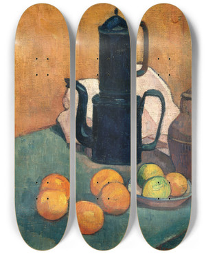 Triptych art skateboard deck of Emile Bernard The Blue Coffee Pot by Emile Bernard (1868-1941)