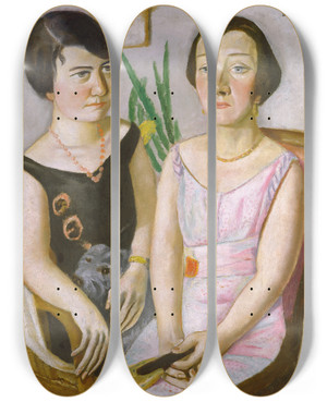 Triptych art skateboard deck of Max Beckmann Double Portrait by Max Beckmann (1884-1950)