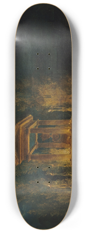 Hubert Robert - Le Mausole provisoire de Jean-Jacques Rousseau, sur le bassin des Tuileries, avant la translation de ses cendres au Panthon. Nuit du 10 au 11 octobre 1794 8.25 inch art skate deck