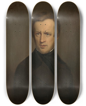 Triptych art skateboard deck of Bastiaan De Poorter Johannes Wernardus Bilders 1811 1890 Painter by Bastiaan De Poorter (1813-1880)