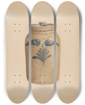 Triptych art skateboard deck of Yolande Delasser Jar_19 by Yolande Delasser (1935)