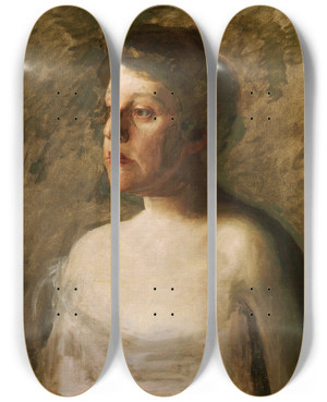 Triptych art skateboard deck of Thomas Eakins A Singer Mrs Wh Bowden by Thomas Eakins (1844-1916)