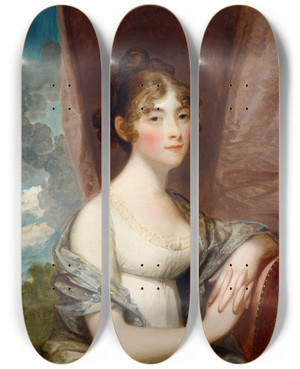 Triptych art skateboard deck of Gilbert Stuart Ann Barry by Gilbert Stuart (1755-1828)