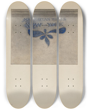 Triptych art skateboard deck of Charles Caseau Jar_1 by Charles Caseau (1880)