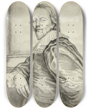 Triptych art skateboard deck of Follower Of Anthony Van Dyck Adam De Coster by Follower Of Anthony Van Dyck (1599-1641)