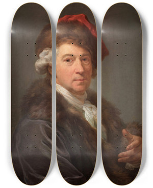 Triptych art skateboard deck of Marcello Bacciarelli Selfportrait by Marcello Bacciarelli (1731-1818)