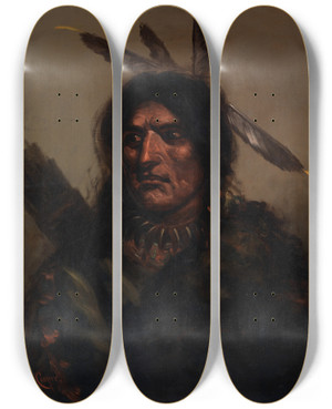 Triptych art skateboard deck of Alexander Davis Cooper Indian Man With Quiver by Alexander Davis Cooper (1820-1895)