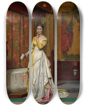 Triptych art skateboard deck of Adolphealexandre Lesrel Contemplation by Adolphe Alexandre Lesrel (1839-1929)