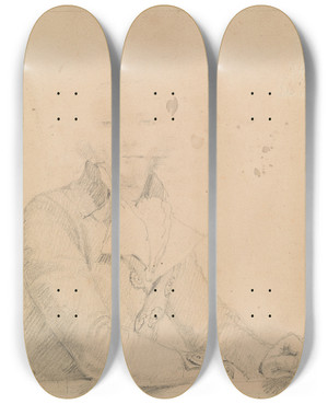 Triptych art skateboard deck of Edward Francis Burney Unknown Man by Edward Francis Burney (1760-1848)